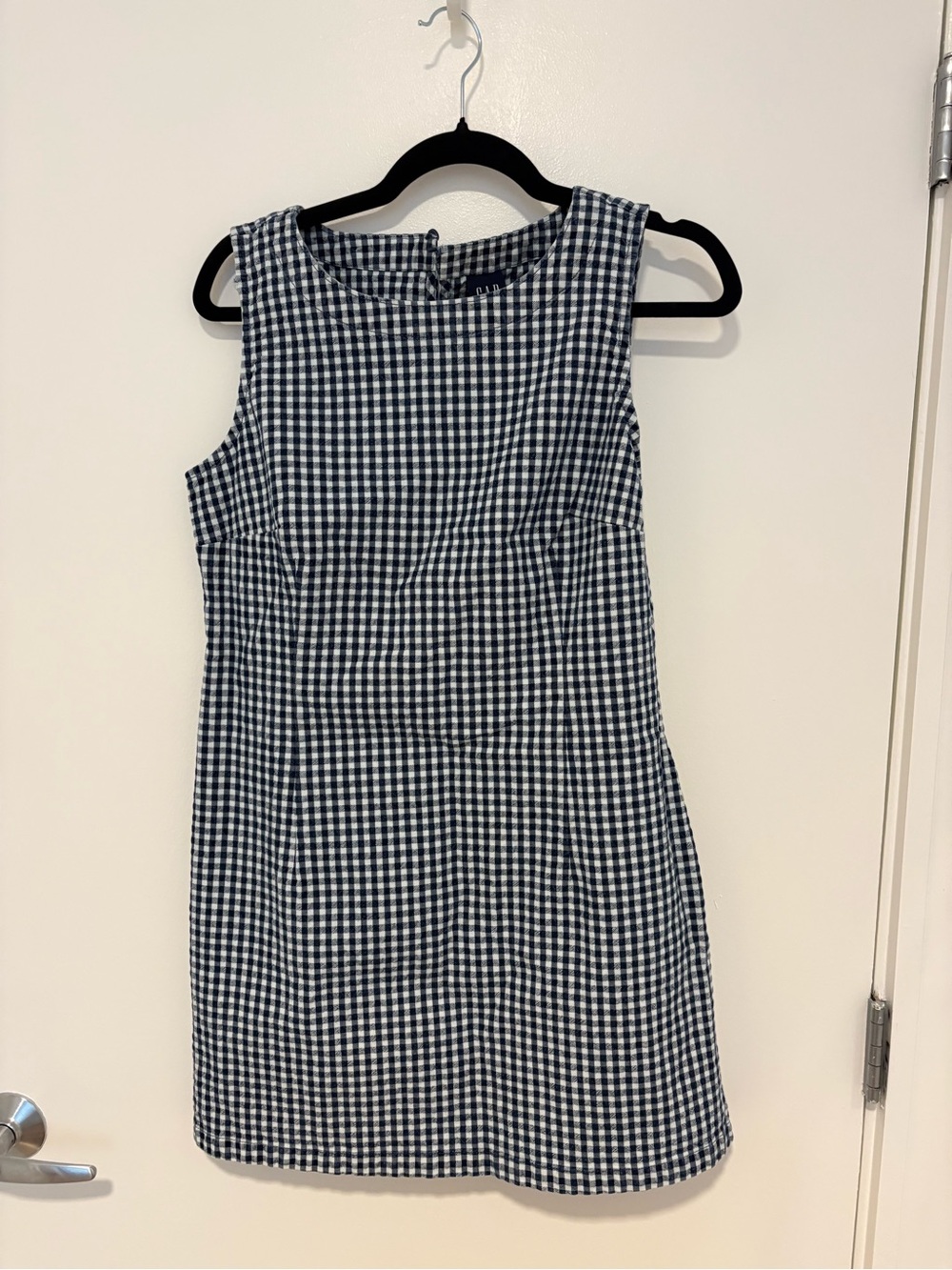 GAP Navy and White Gingham Sleeveless Shift Dress